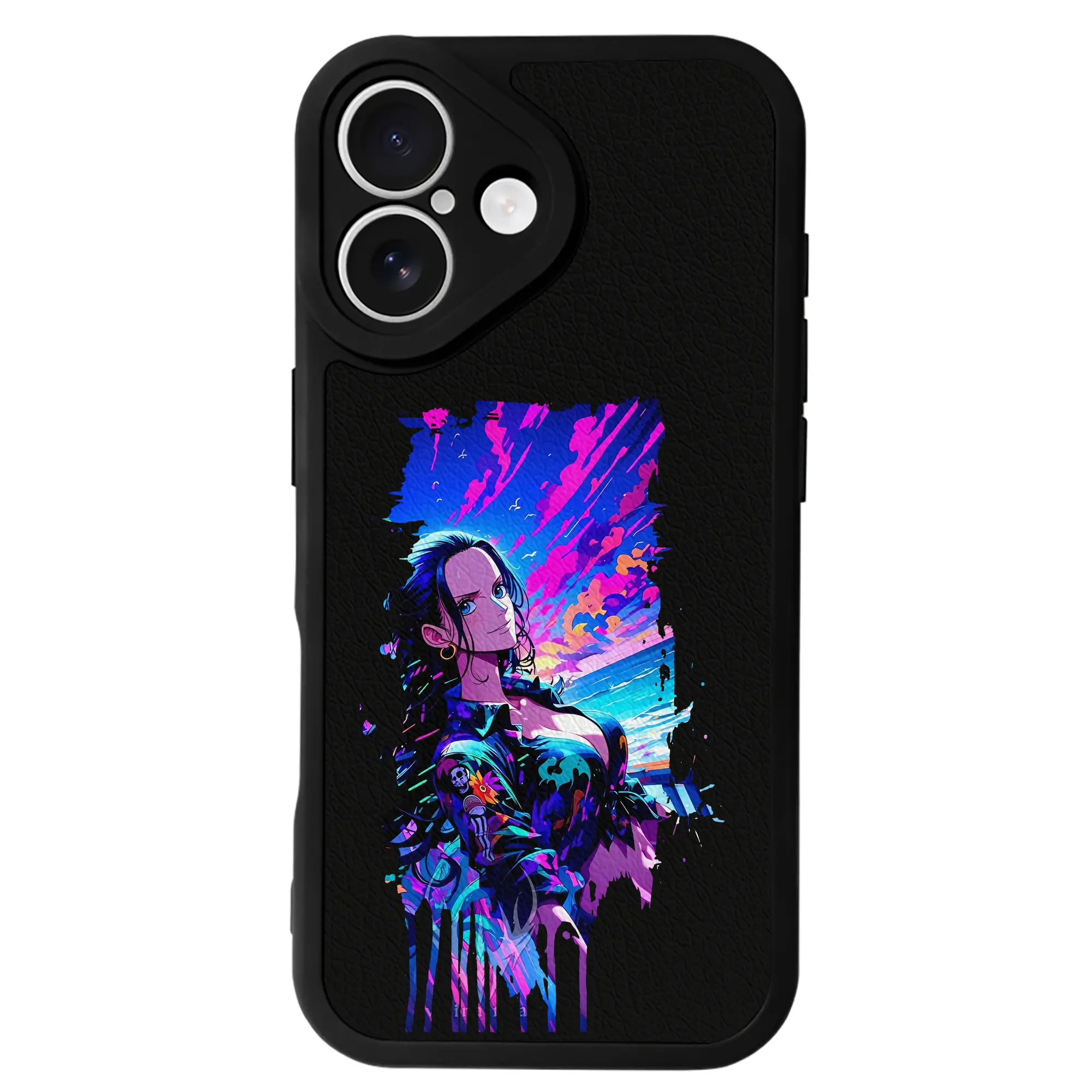 ワンピース グッズ ニコ・ロビン - IPhone 16シリーズ対応 ・ シリコンスマホケース ・ レザー調 ・ 高精度フィット ・ 耐衝撃 ・ ワイヤレス充電対応 ・ 精密カット